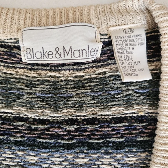 Vtg Blake&Manley Fair Isle Knit Button Front Cardigan Sweater L Eclectic Grandpa - Picture 4 of 9
